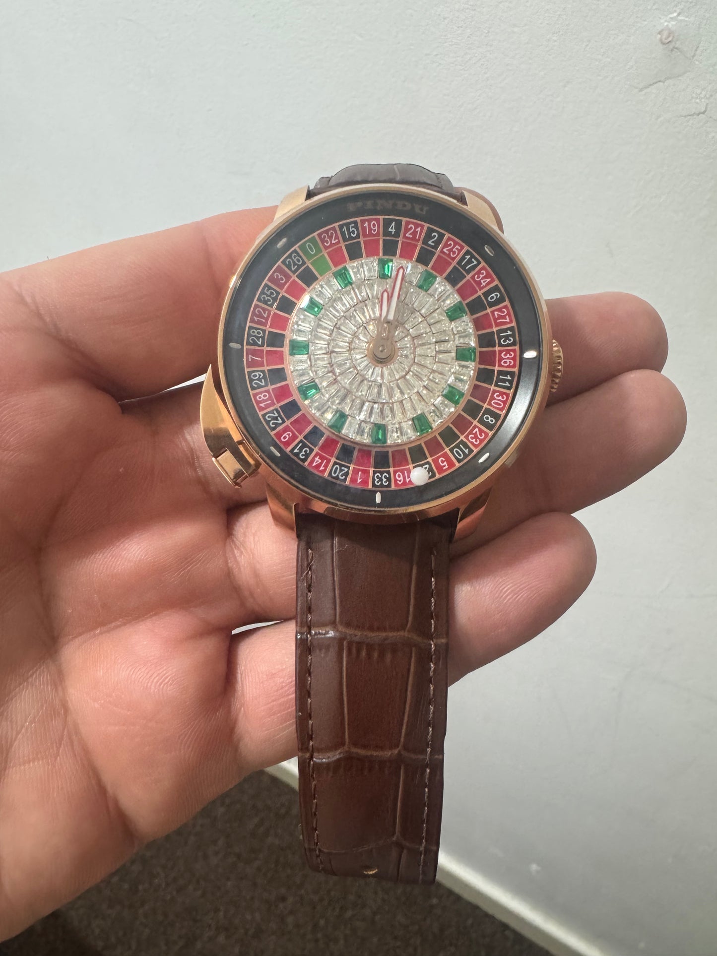 Luxury Men’s Automatic Watch – Sparkling Rhinestone Mechanical Timepiece with Open Heart Running Dial