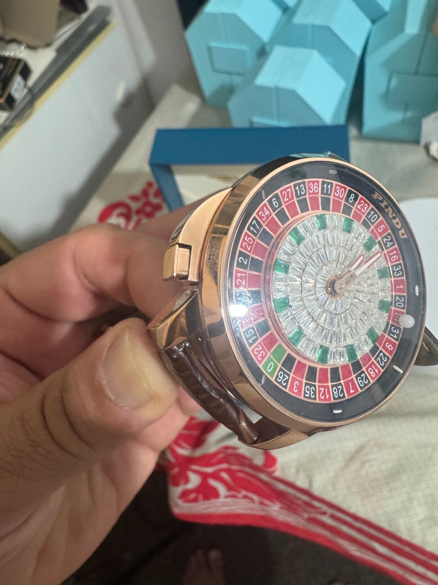 Luxury Men’s Automatic Watch – Sparkling Rhinestone Mechanical Timepiece with Open Heart Running Dial