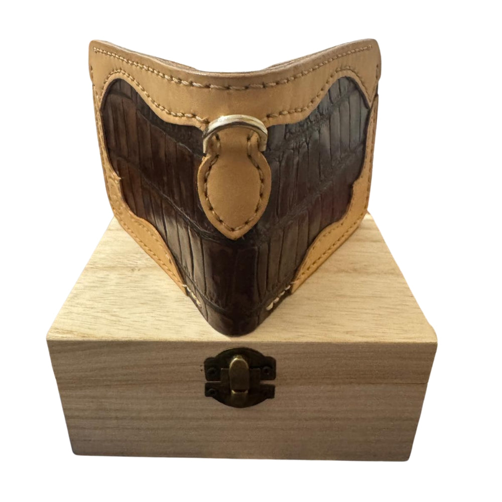 Hand Made Geniun Leather Wallet With Wood Box