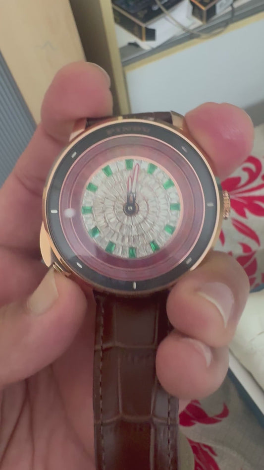 Luxury Men’s Automatic Watch – Sparkling Rhinestone Mechanical Timepiece with Open Heart Running Dial